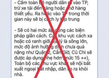 Bác bỏ tin lan truyền “lock TPHCM trong 10-15 ngày”