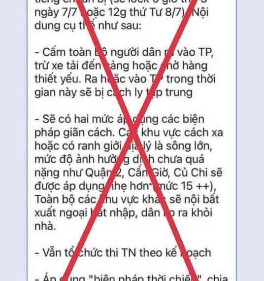 Bác bỏ tin lan truyền “lock TPHCM trong 10-15 ngày”