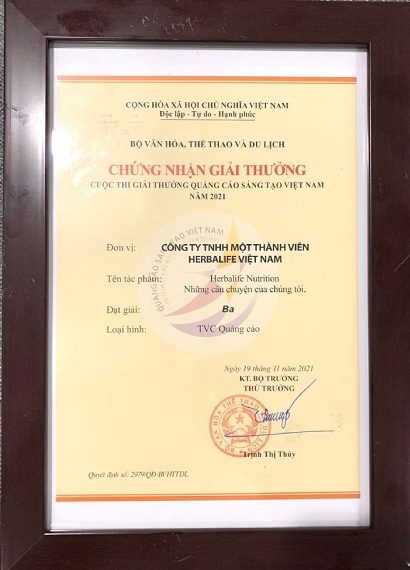 Herbalife Việt Nam nhận giải thưởng quảng cáo sáng tạo 2021
