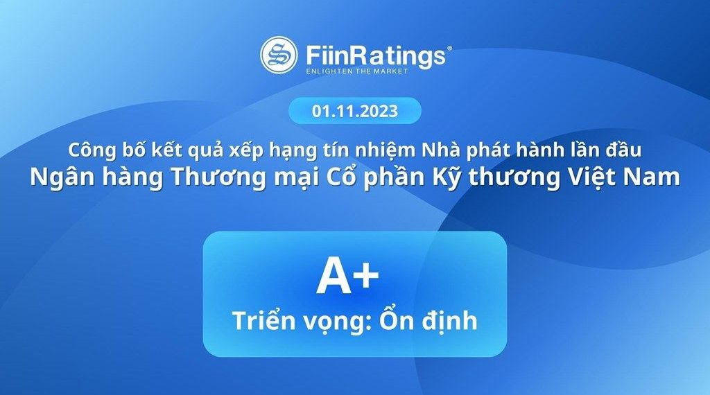 FIINRATINGS: XẾP HẠNG TÍN NHIỆM TECHCOMBANK MỨC A+ VỚI TRIỂN VỌNG “ỔN ĐỊNH”