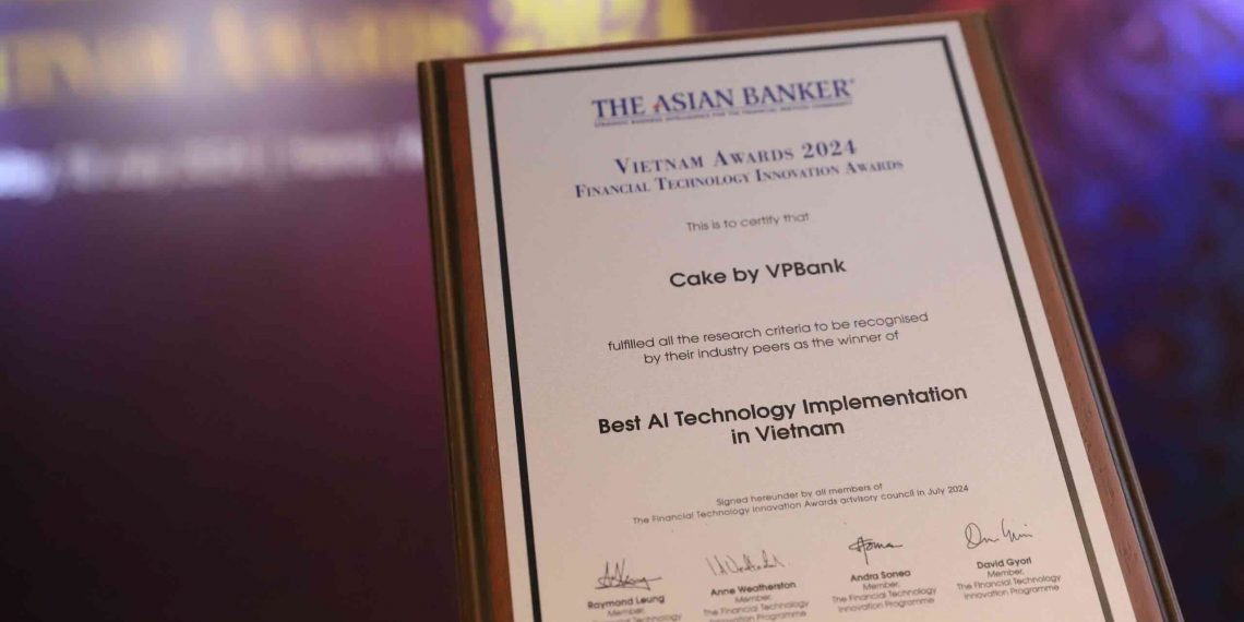 Ngân hàng số Cake nhận giải thưởng Ngân hàng ứng dụng AI tốt nhất của The Asian Banker